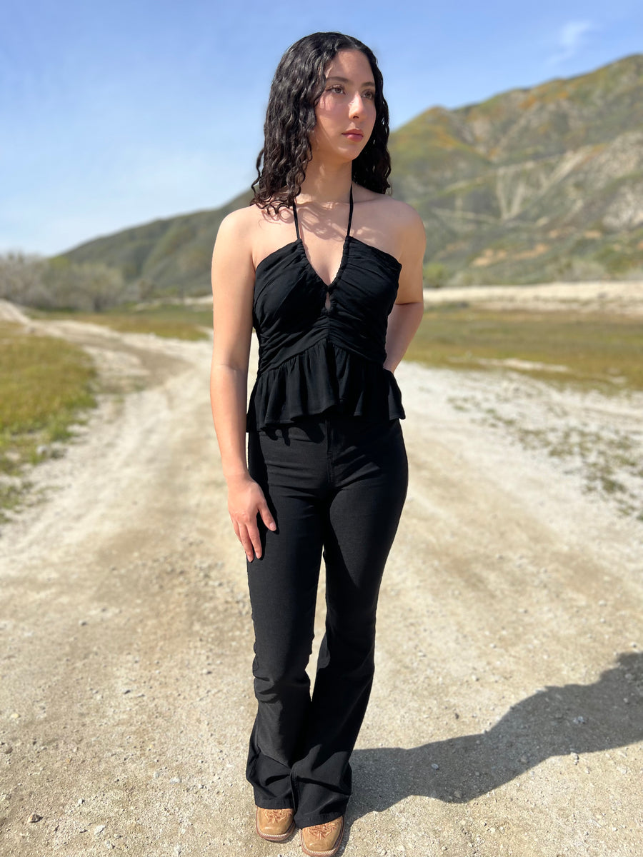 Selena Inspired High-waist Elastic, Waistband Control, Flared Trousers -   Finland